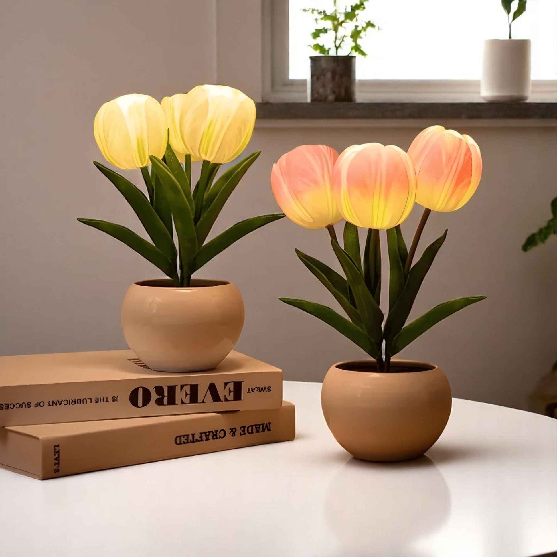 Lampes de table : Lampe de Chevet LED Fleur Tulipe - Éclairage Design et Moderne dans de Marche Lino