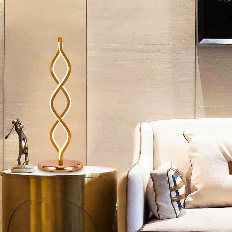 Table Lamp : VegaGlow Lampe de Table Art Déco Moderne avec Bande Dorée - Élégance et Style Moderne dans de Marche Lino
