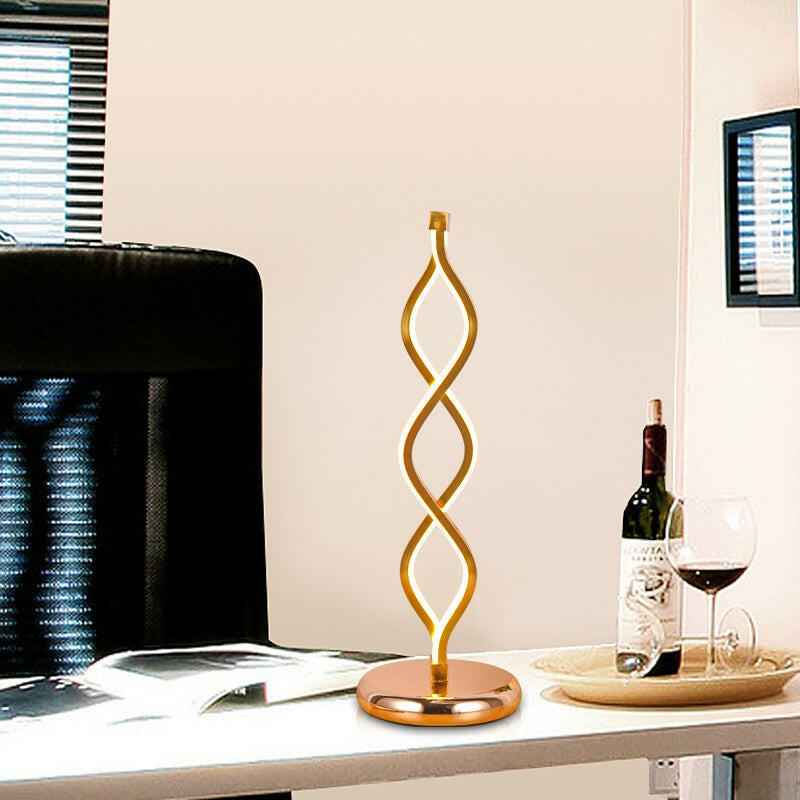 Table Lamp : VegaGlow Lampe de Table Art Déco Moderne avec Bande Dorée - Élégance et Style Moderne dans de Marche Lino