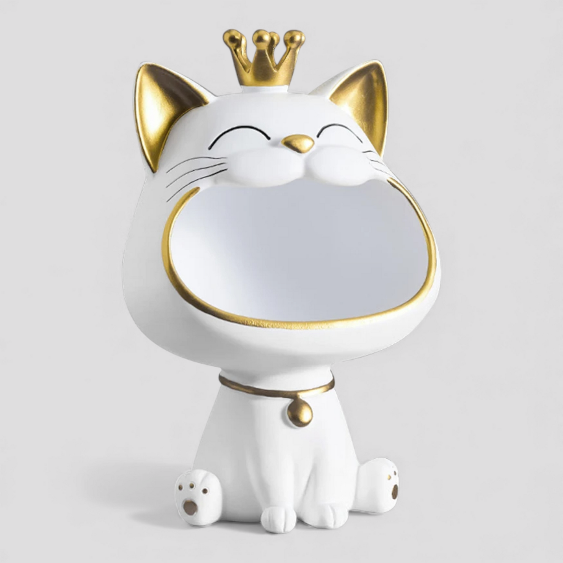 Statue Chat en Résine avec Couronne – Décoration Intérieure Mignonne