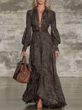 Maxikleid für Damen mit Paisley-Muster, im Vintage-Stil, mit Reißverschluss