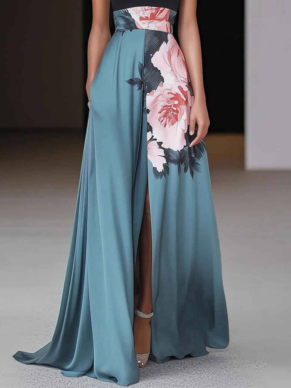 Robe Maxi Élégante à Motif Floral