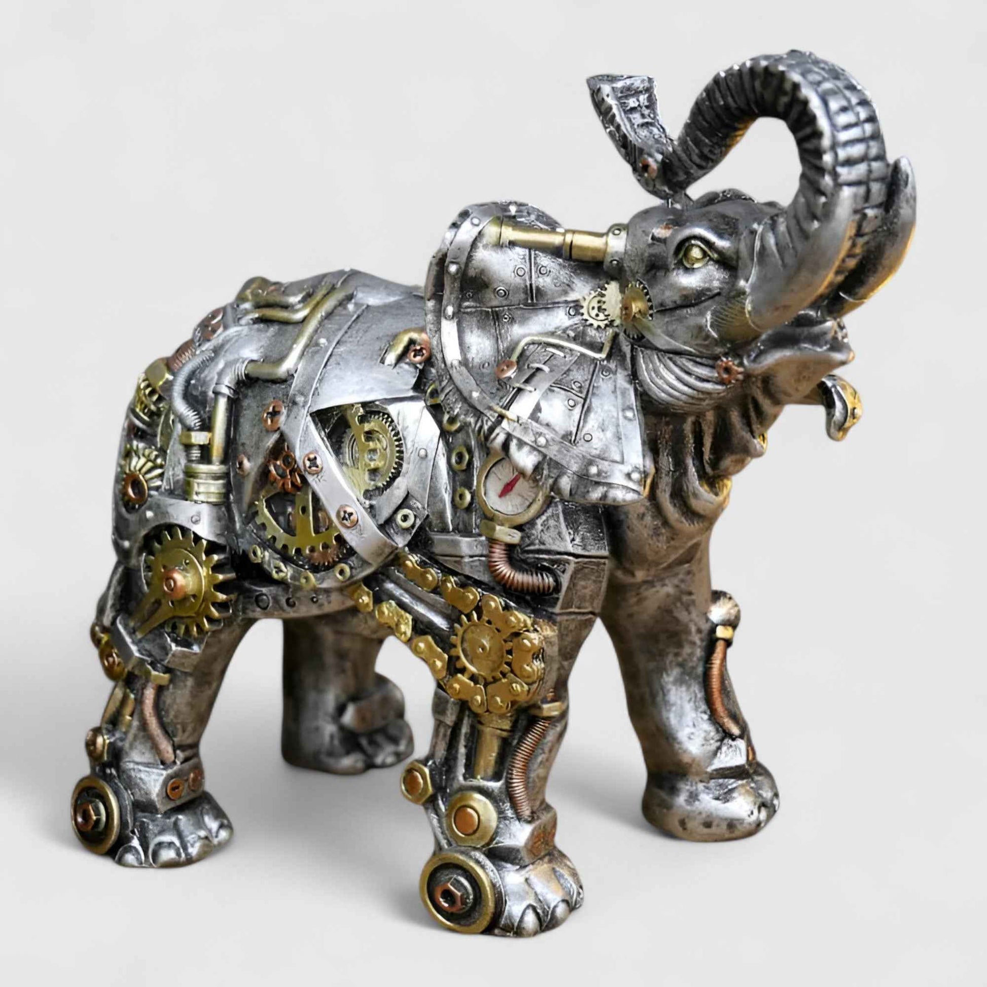 Sculptures d'animaux : Sculpture Animaux Steampunk en Résine et Bronze pour une Décoration Unique dans Éléphant: 350g dimensions: 7 x 11 x 20 cm de Marche Lino