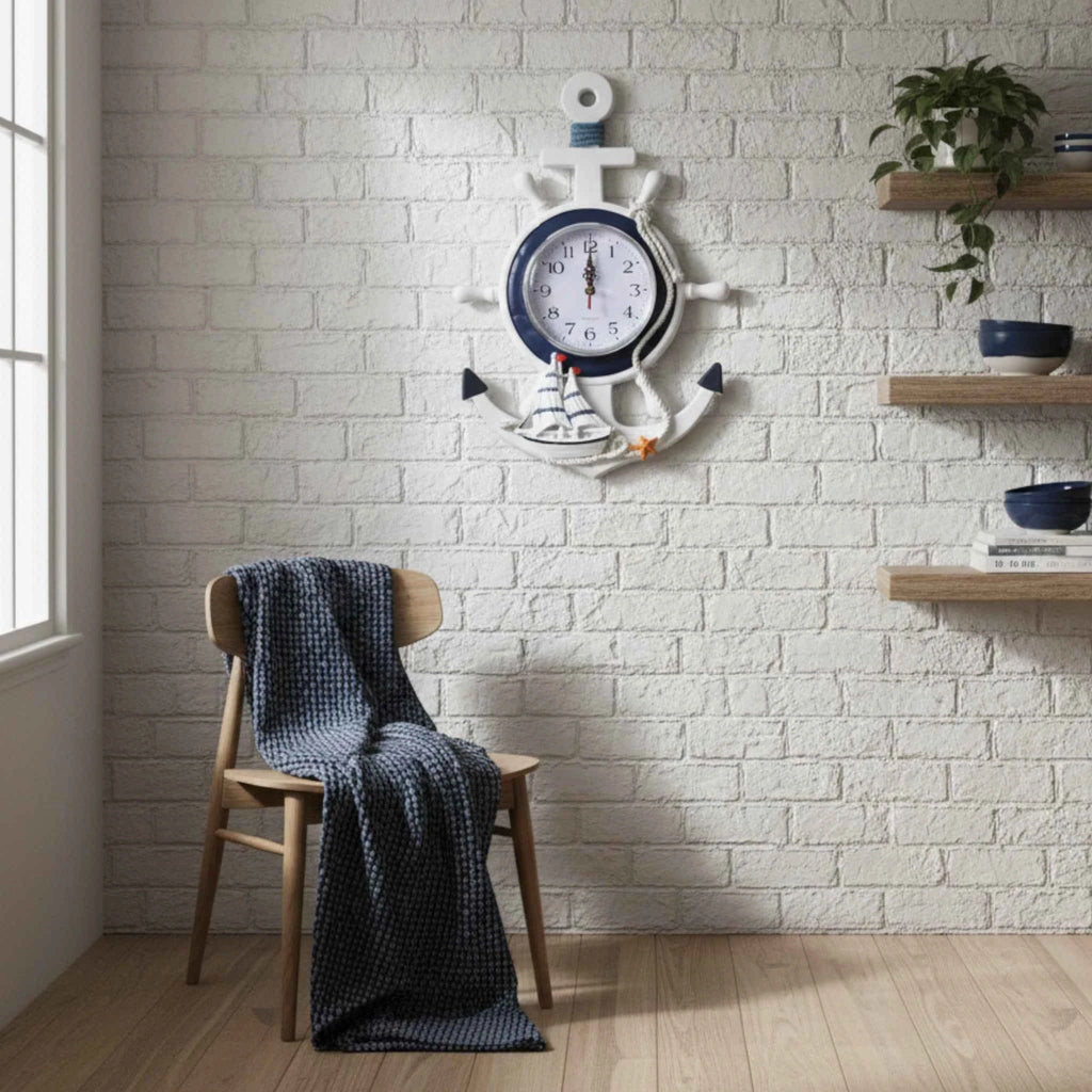 Horloge Murale Décorative en Forme d’Ancre