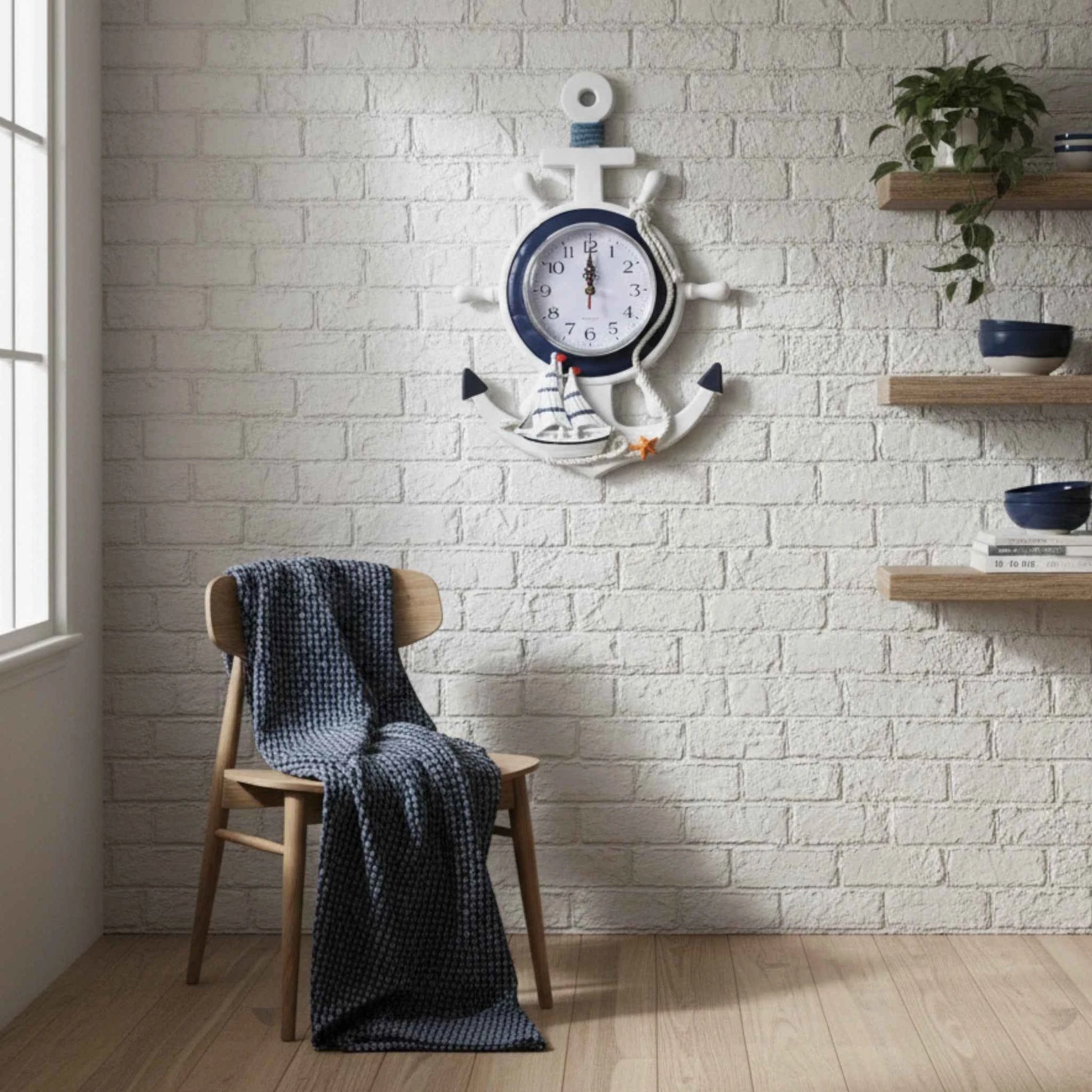 Horloge Murale Décorative en Forme d’Ancre