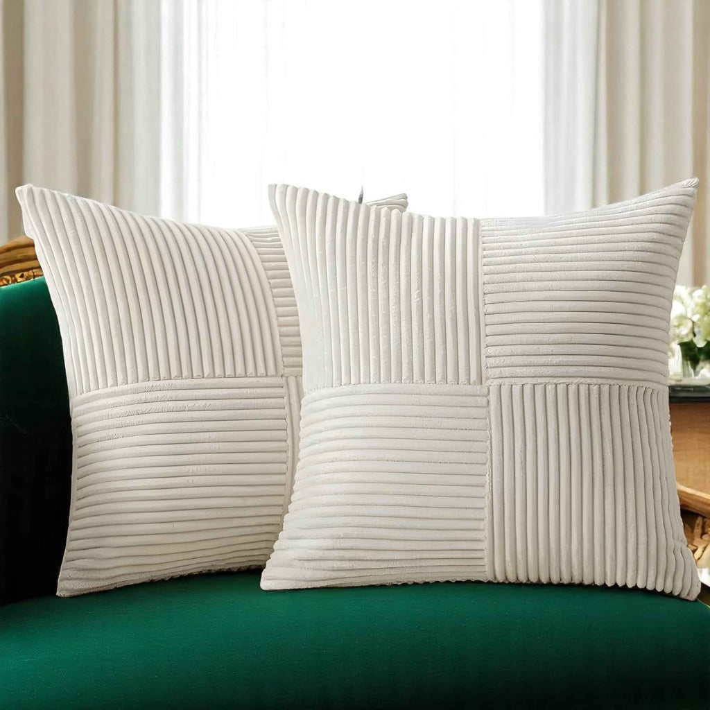 Housses de coussin : Housse de Coussin Velours Côtelé dans de Marche Lino