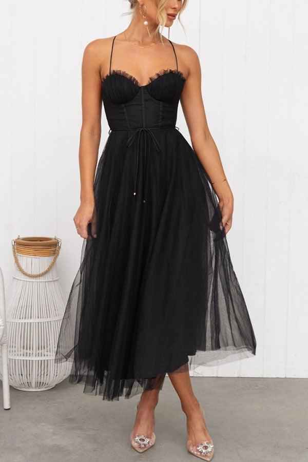 Robe Maxi Élégante à Bretelles en Mousseline pour une Fête de Princesse Moderne