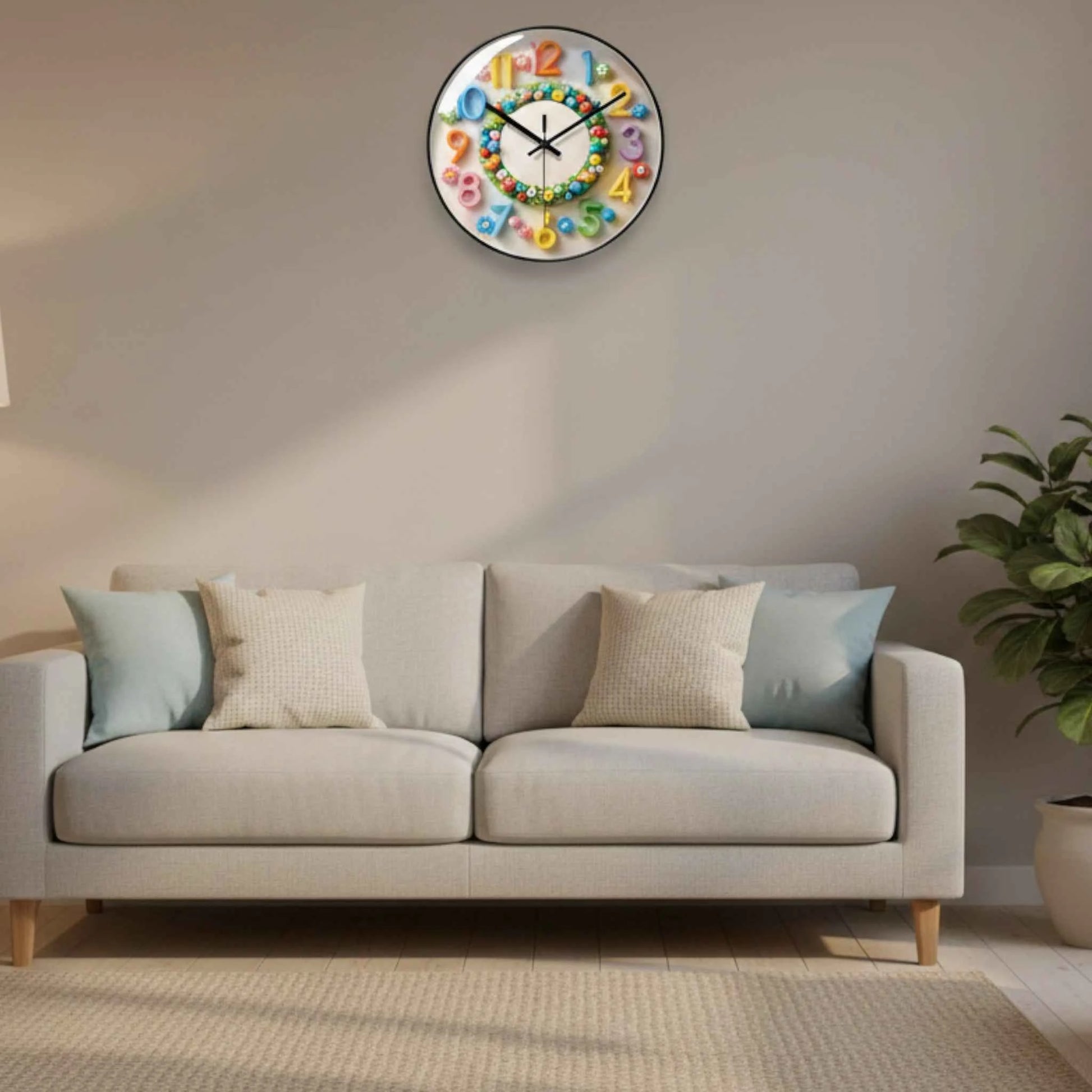 Horloge murale décorative – Style dessin animé, mouvement quartz