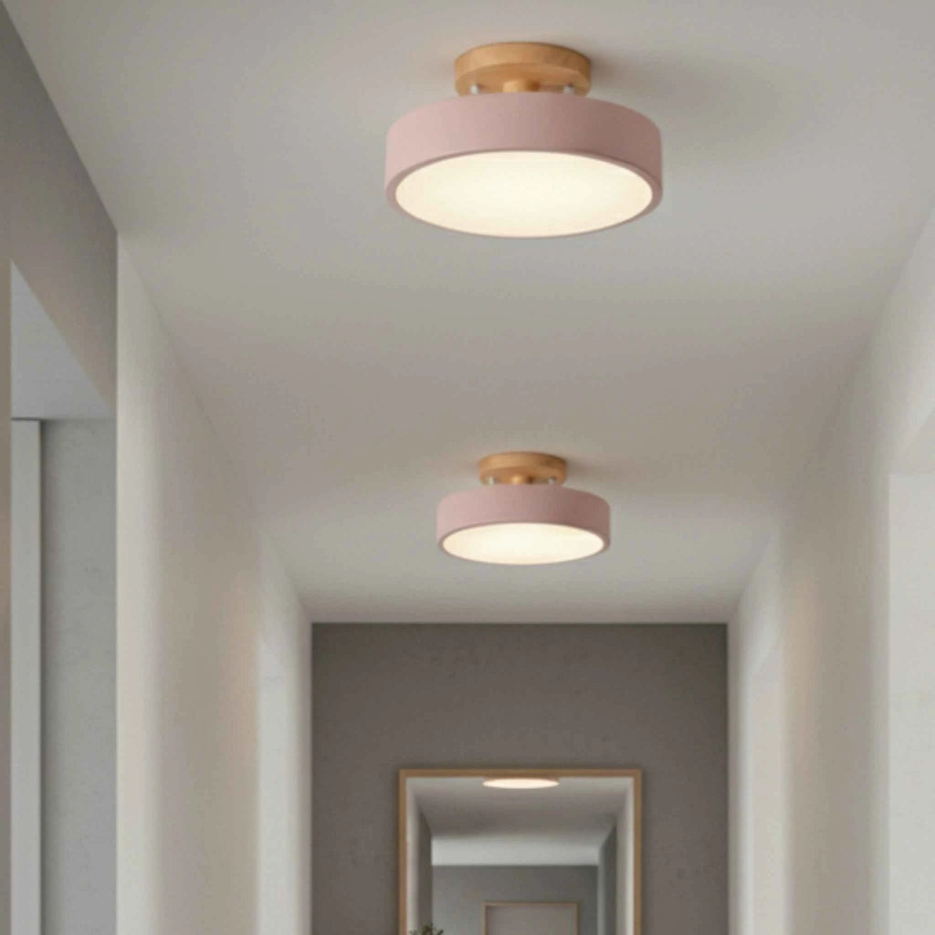 Plafonnier en Bois Rond – LED Intégrée