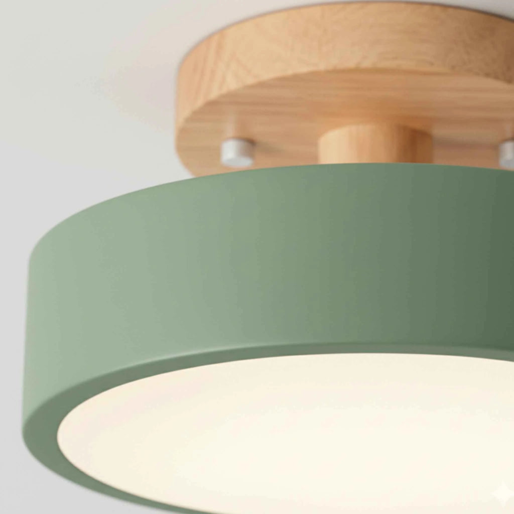 Plafonnier en Bois Rond – LED Intégrée