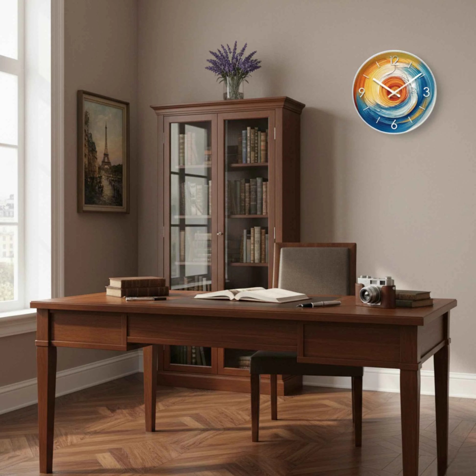 Horloge Murale Abstraite à Spirale Colorée – Design Moderne, 10/12/14 Pouces