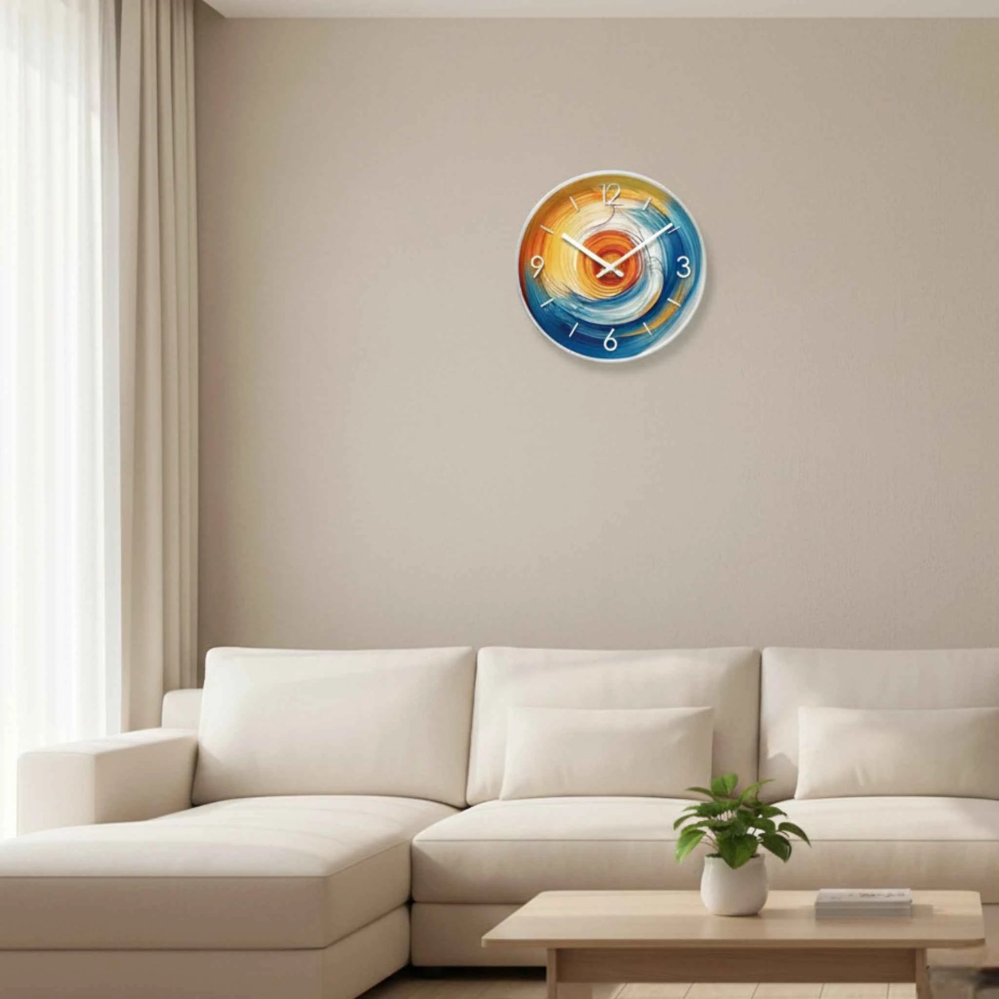 Horloge Murale Abstraite à Spirale Colorée – Design Moderne, 10/12/14 Pouces