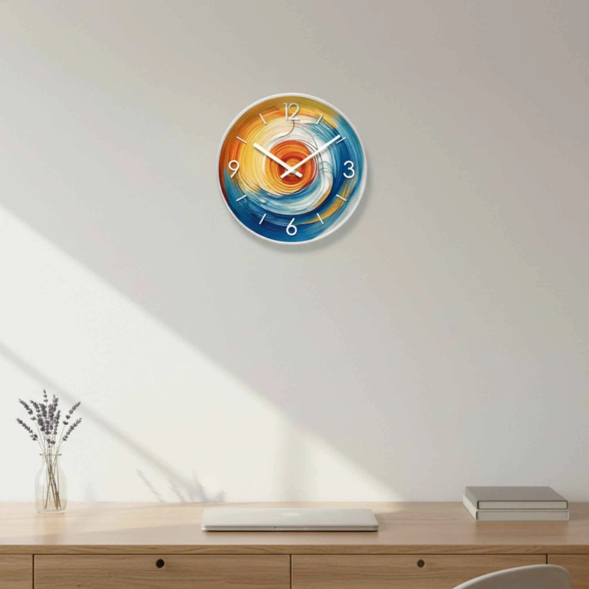 Horloge Murale Abstraite à Spirale Colorée – Design Moderne, 10/12/14 Pouces