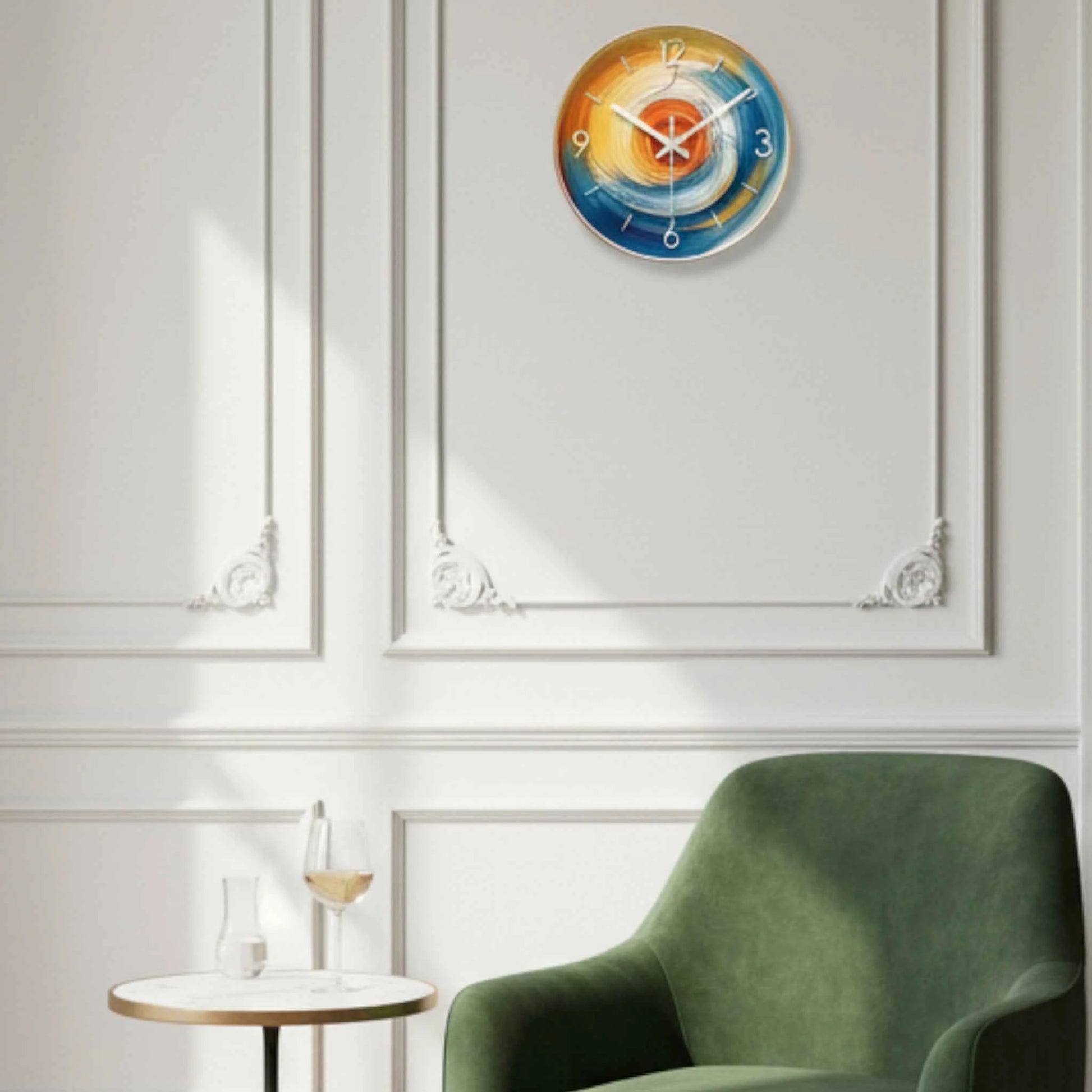 Horloge Murale Abstraite à Spirale Colorée – Design Moderne, 10/12/14 Pouces