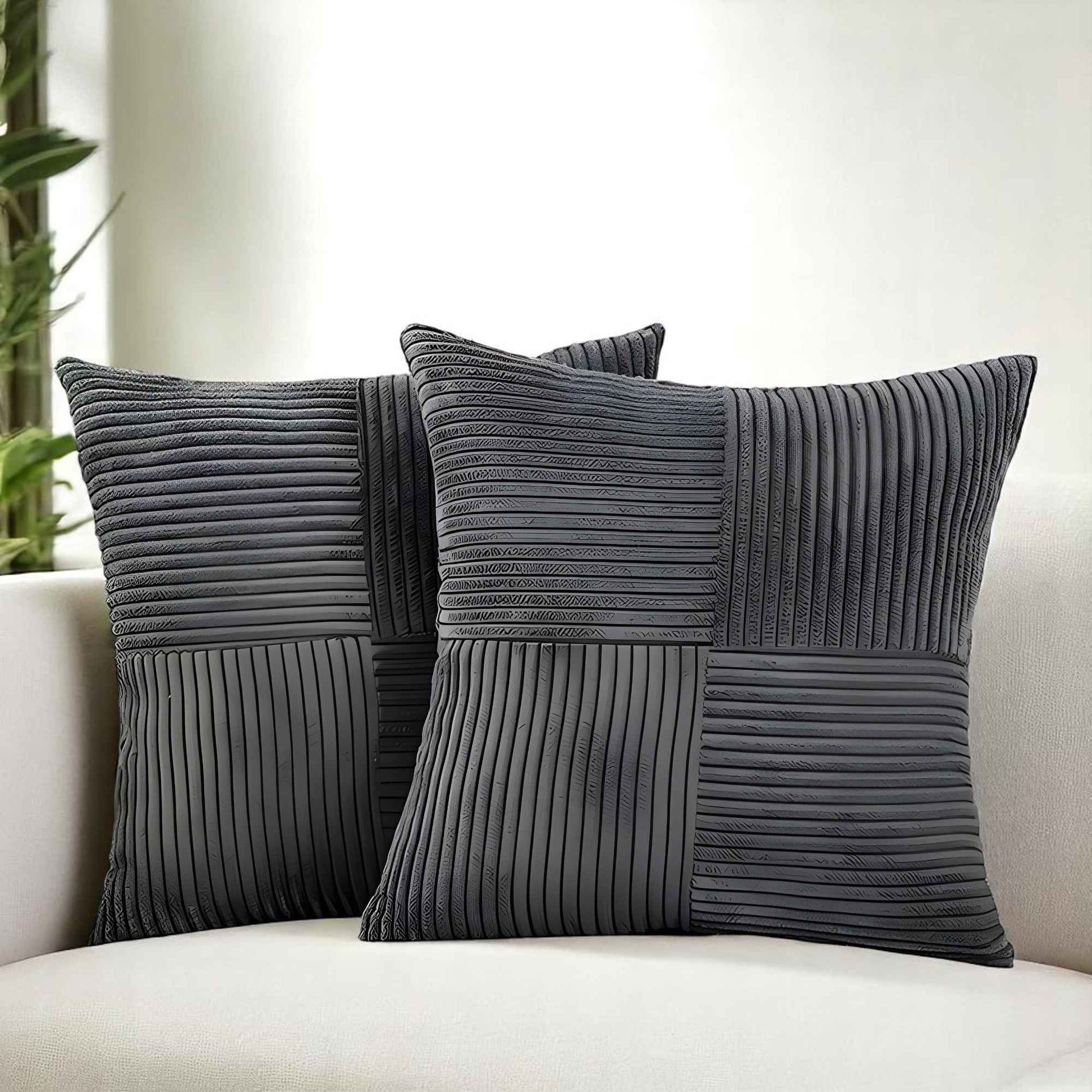 Housses de coussin : Housse de Coussin Velours Côtelé dans de Marche Lino