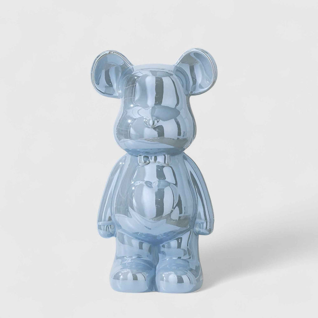 Figurines : Statuette Ours Céramique Luxe 28 cm - Décoration Élegante pour Intérieur dans Bleu clair de Marche Lino