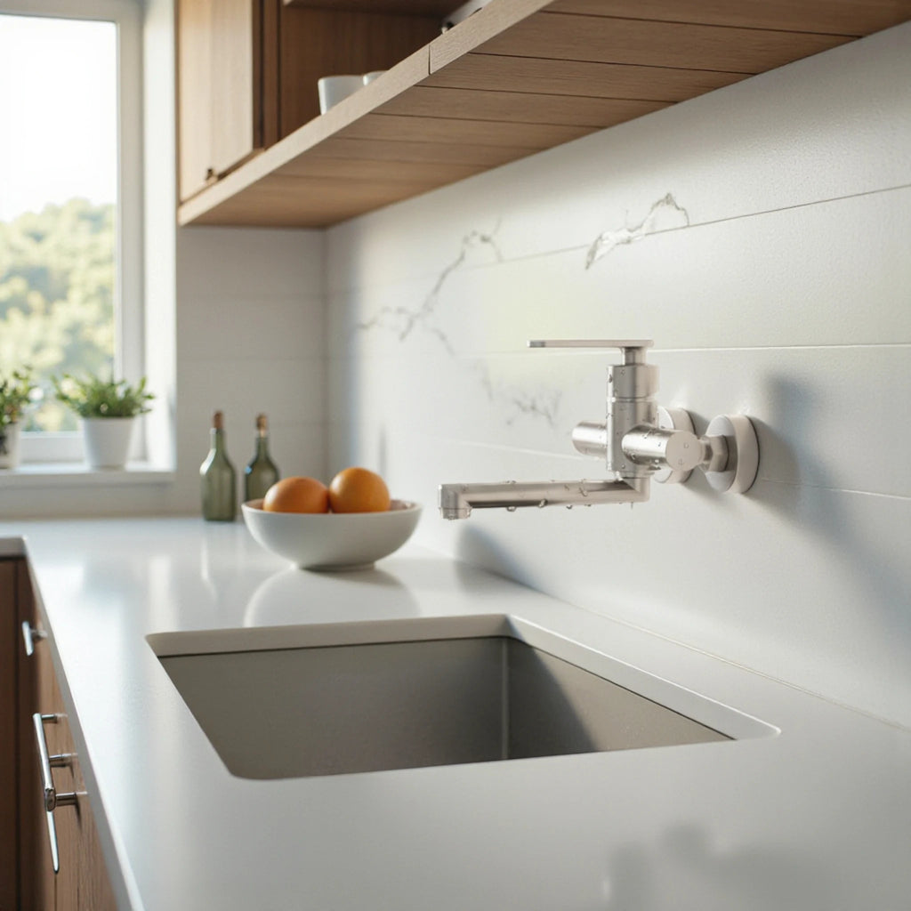 Mitigeur de Cuisine Mural en Acier Inoxydable – Finition Argentée