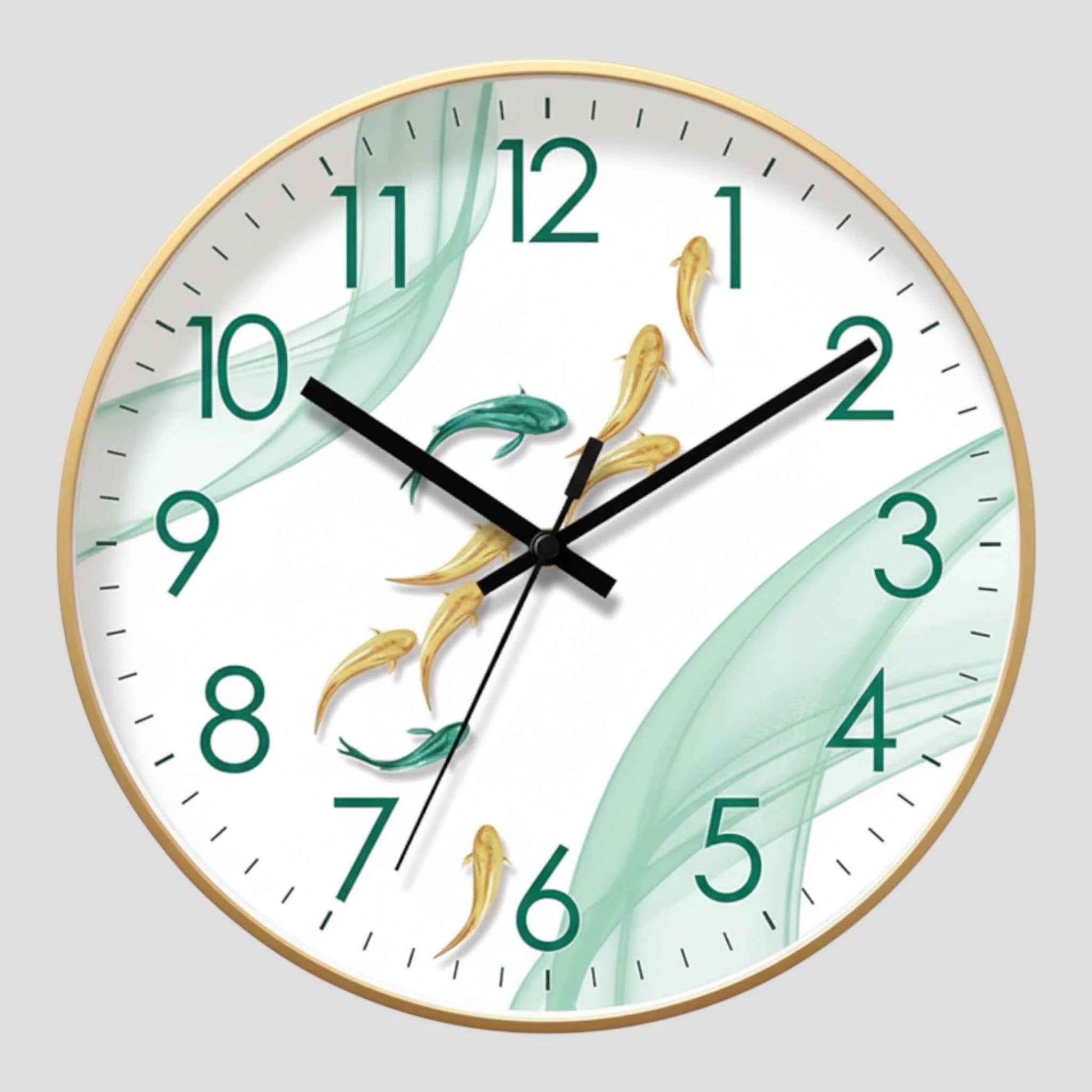 Horloge Murale Motif 9 Poissons – Quartz Analogique Silencieux – Ø30 cm