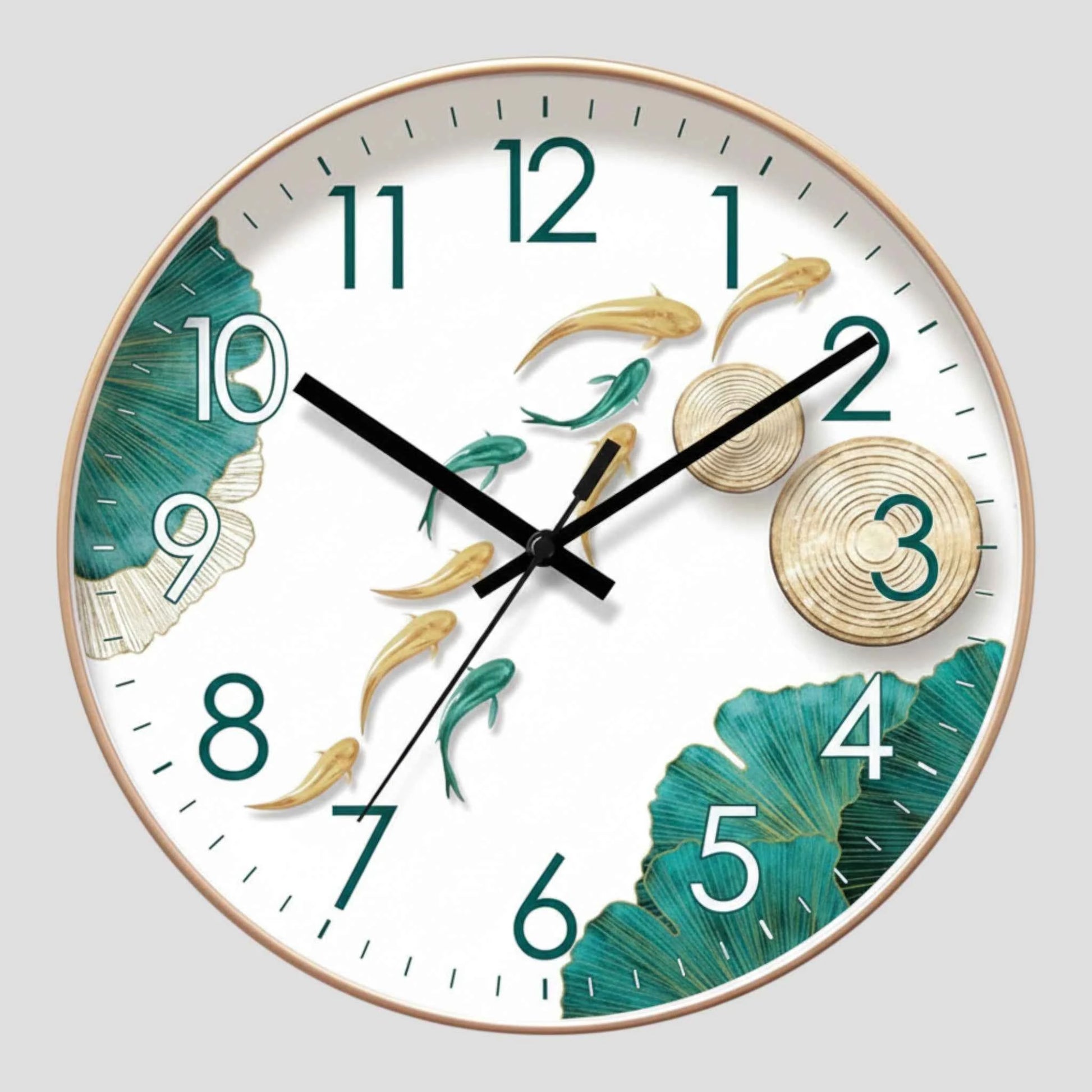 Horloge Murale Motif 9 Poissons – Quartz Analogique Silencieux – Ø30 cm