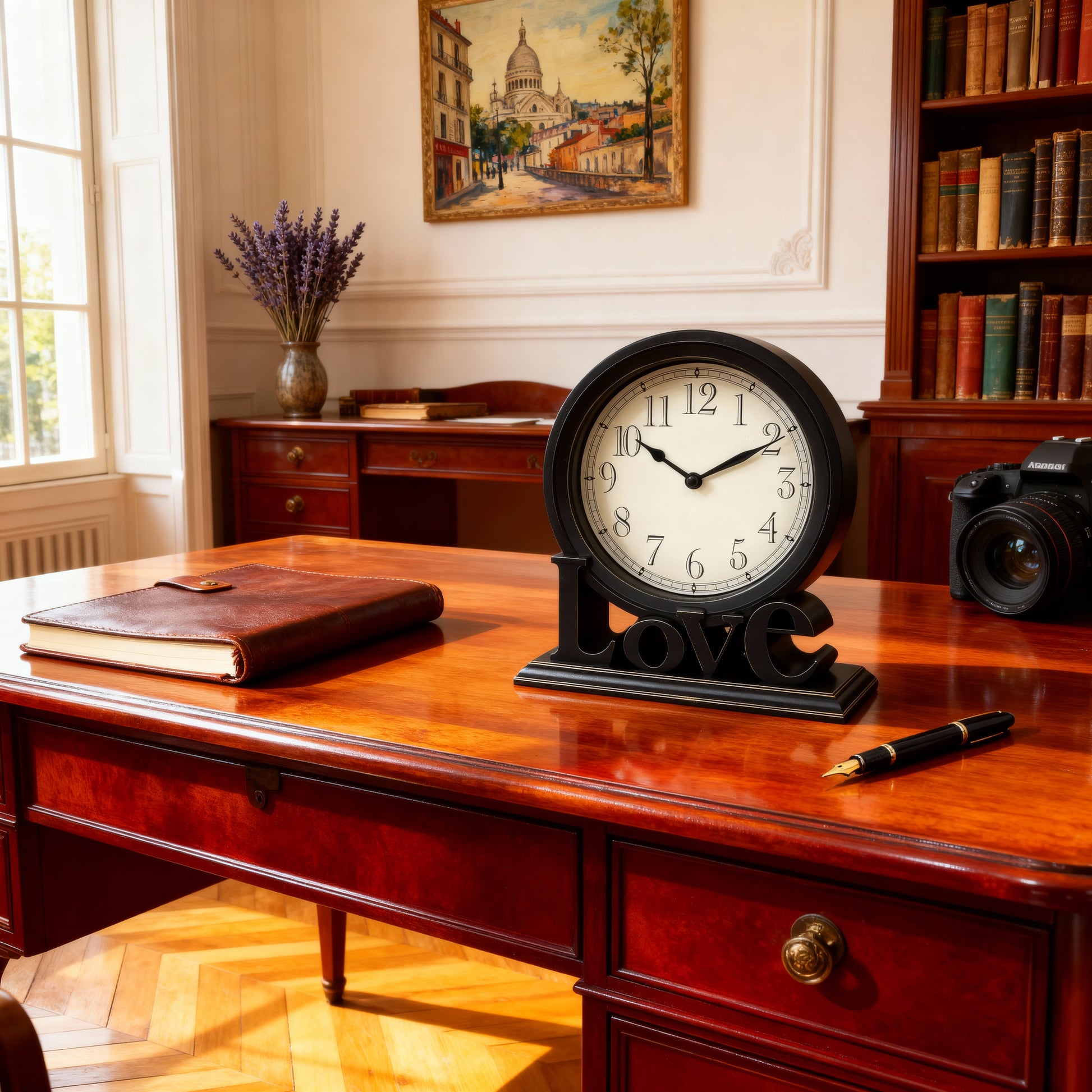 Horloge de Bureau Silencieuse – Style Vintage – 20,5 cm