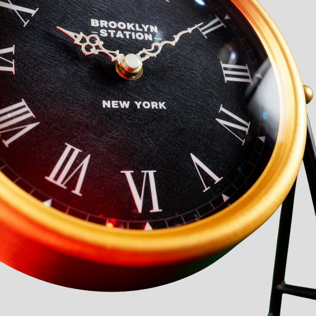 Horloge de Bureau Vintage – Cadre Doré – Mouvement Silencieux