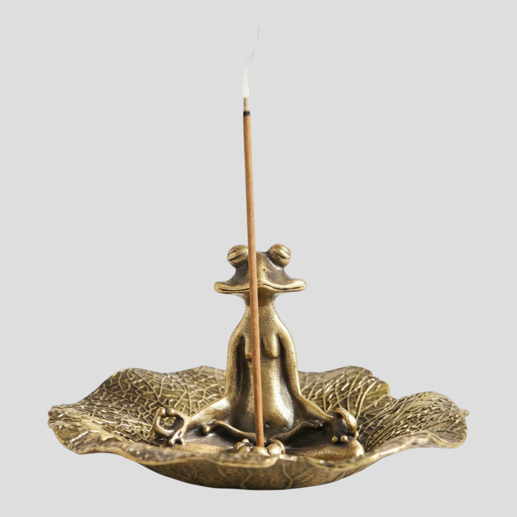Brûleur D'encens en Laiton en Forme de Grenouille en Dentelle
