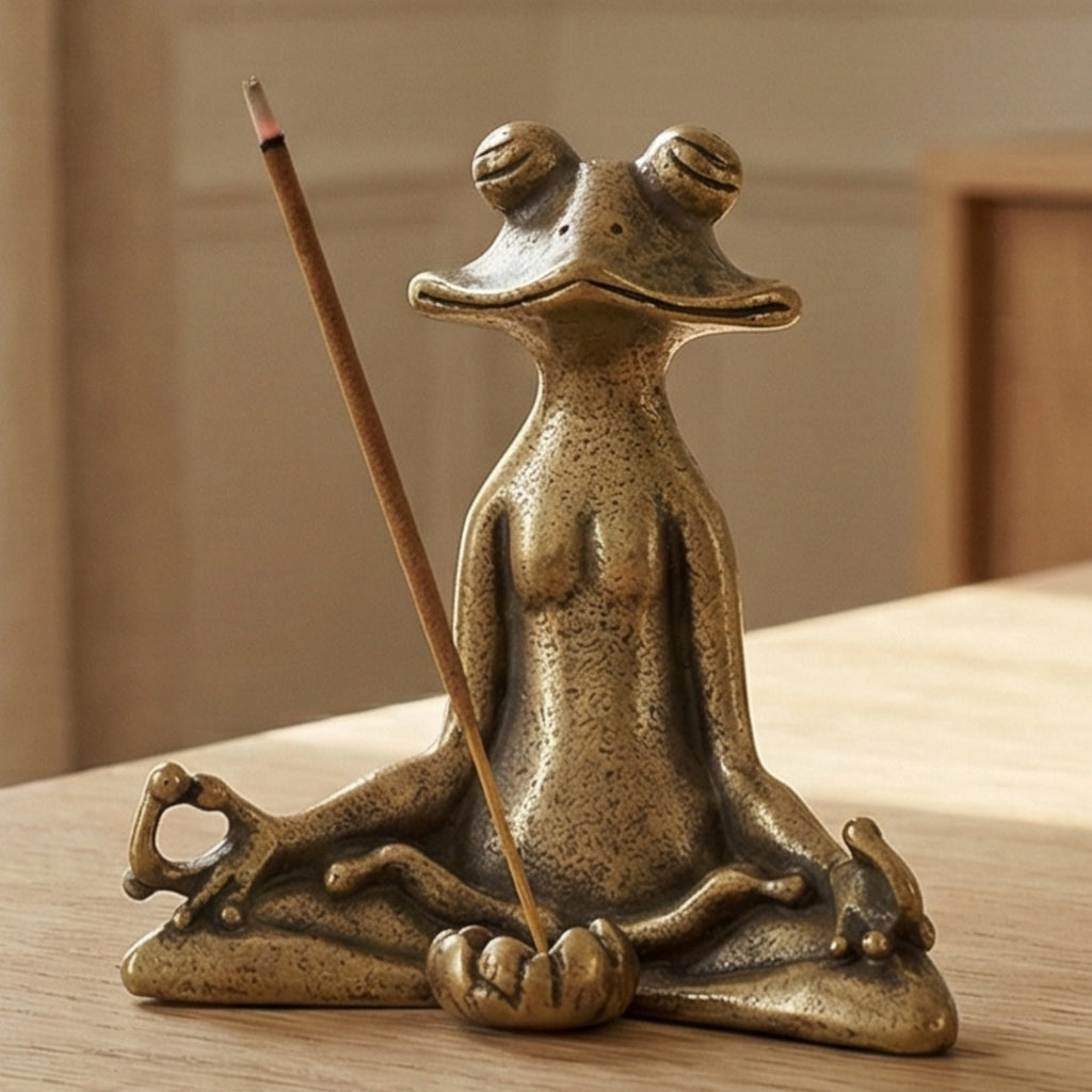 Brûleur D'encens en Laiton en Forme de Grenouille en Dentelle