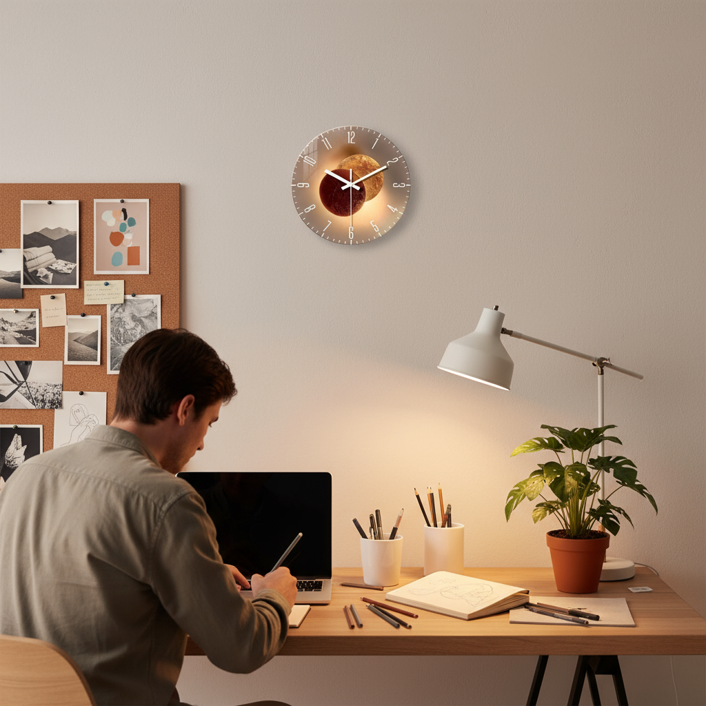 Horloge Murale en Verre Trempé – Design Élégant et Silencieux