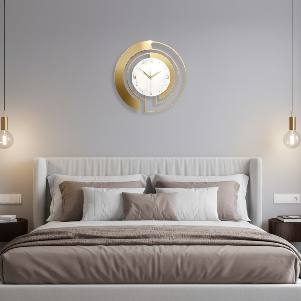 Horloge Murale Design Créative Noir et Doré