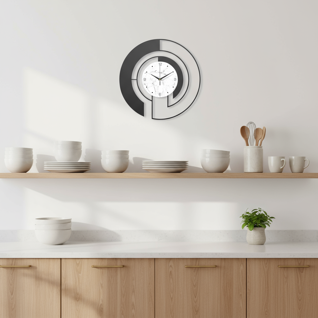 Horloge Murale Design Créative Noir et Doré