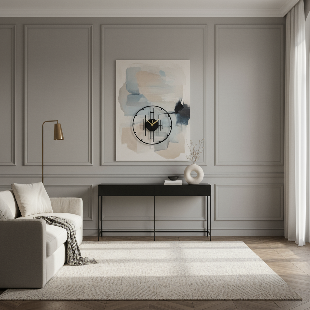 Horloge Murale en Métal au Design Moderne.