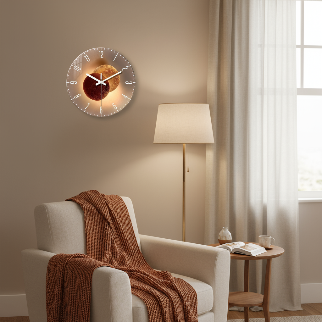 Horloge Murale en Verre Trempé – Design Élégant et Silencieux