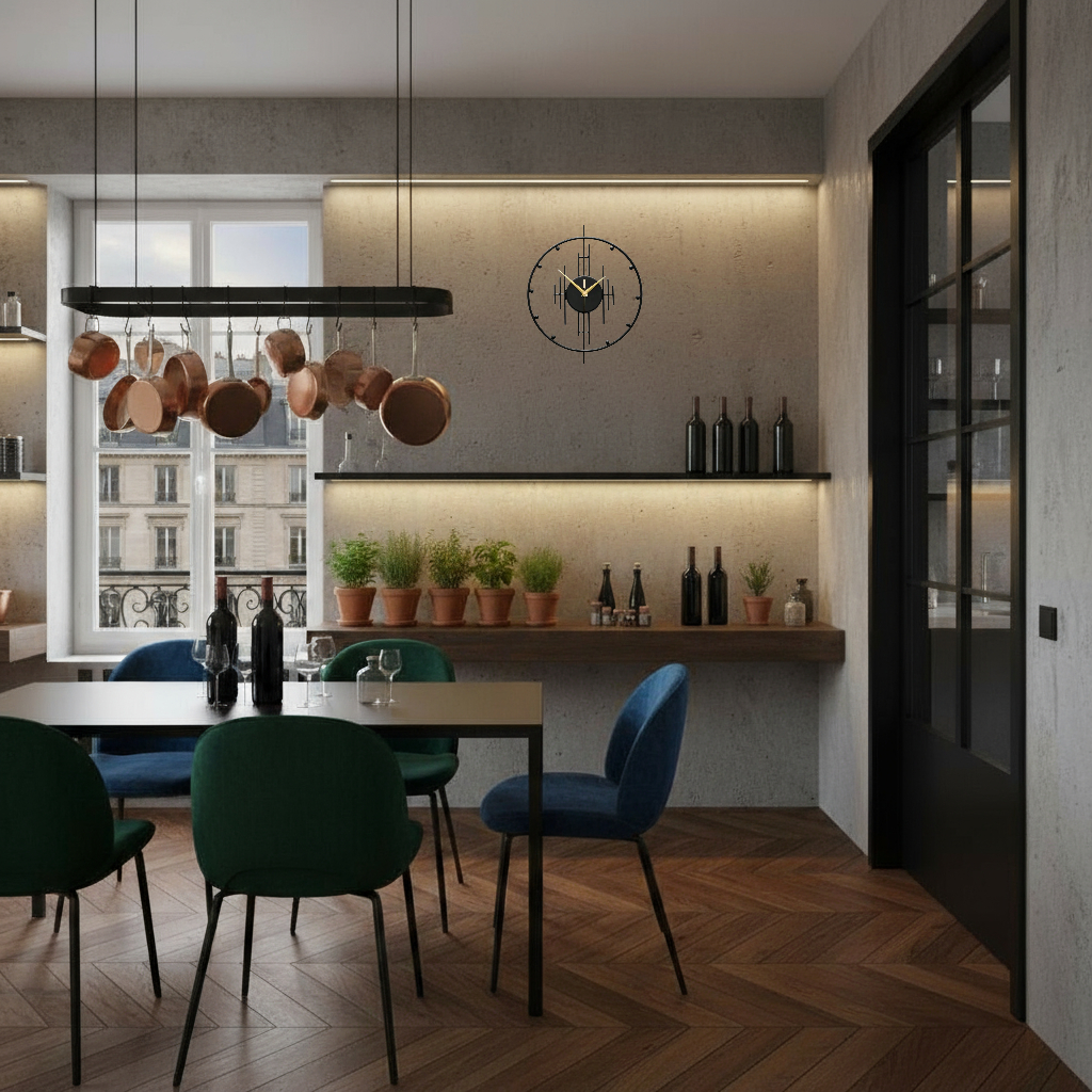 Horloge Murale en Métal au Design Moderne.