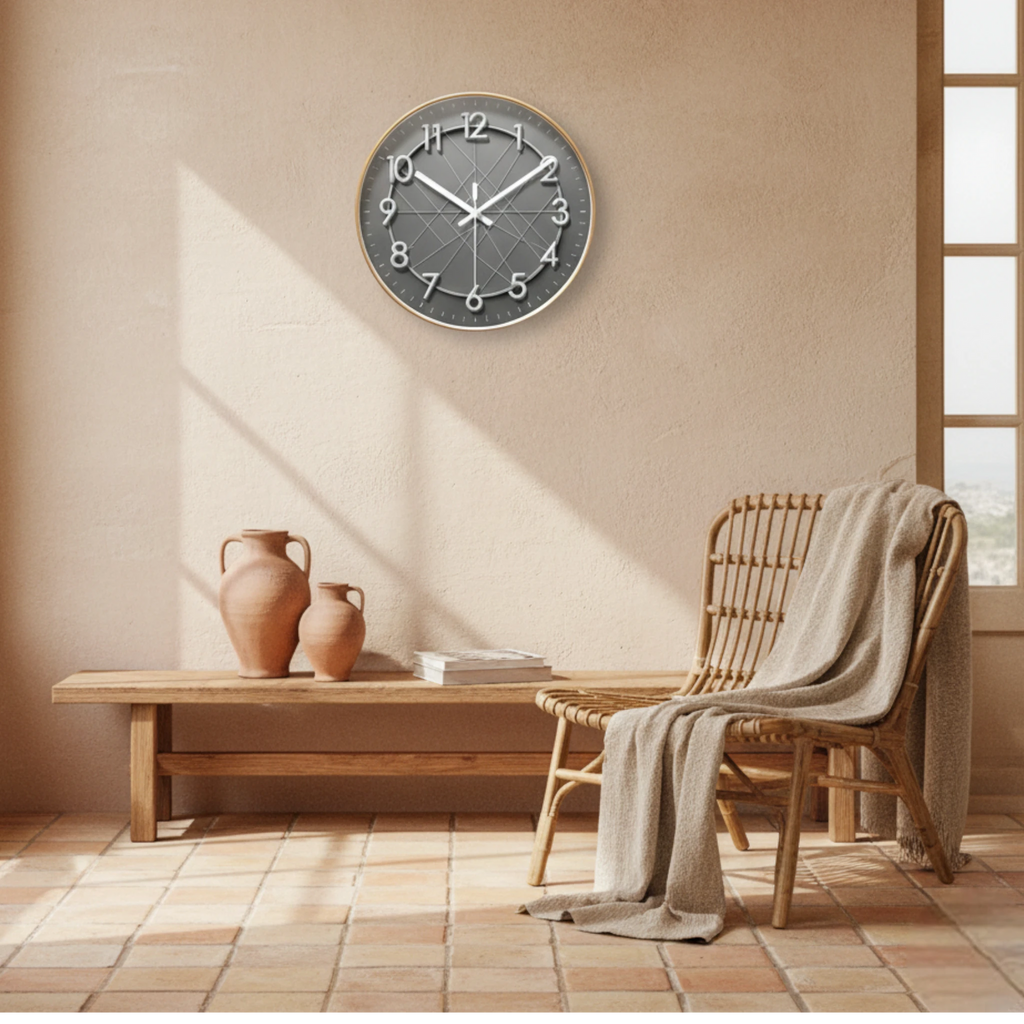 Horloge Murale Géométrique avec Cadre Circulaire