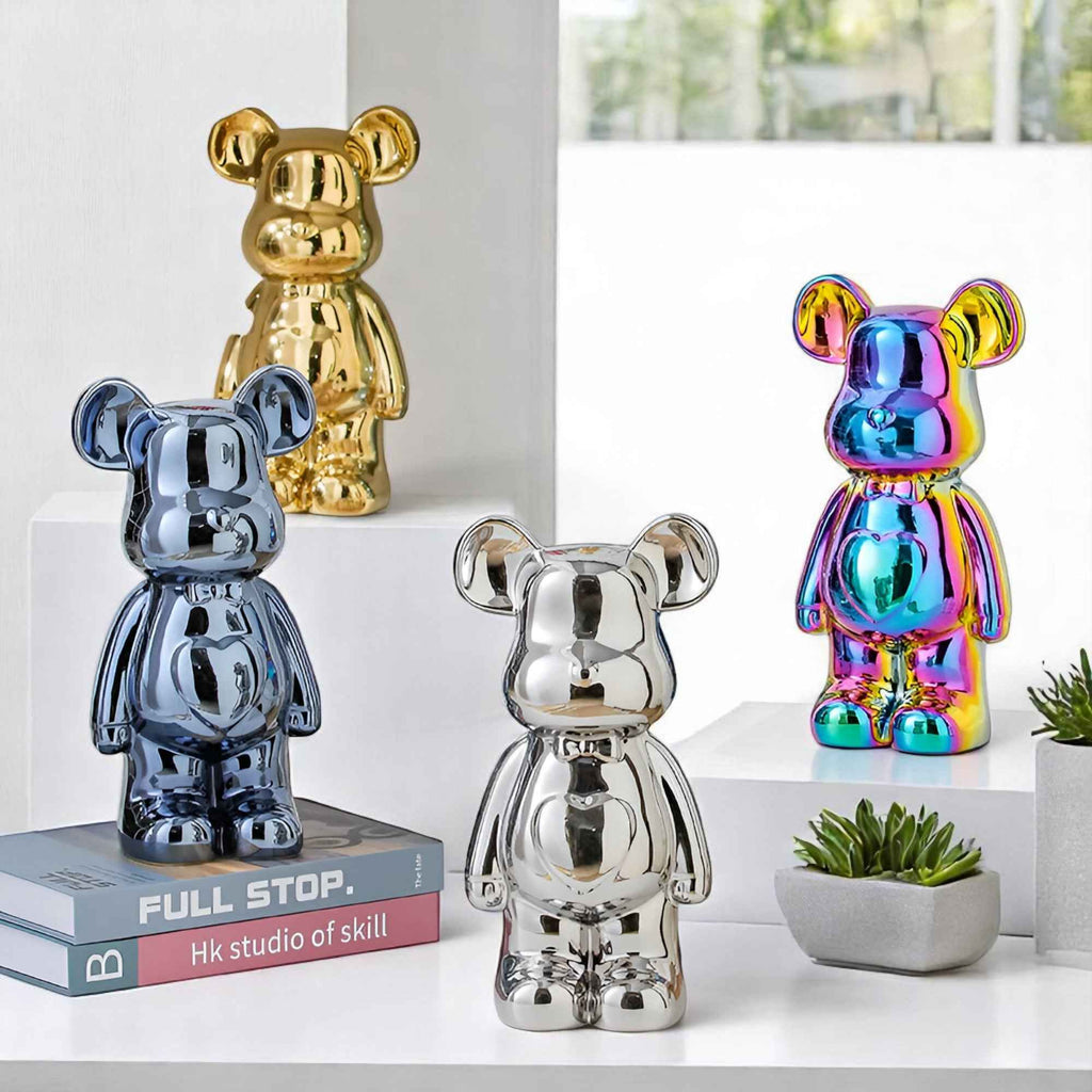 Figurines : Statuette Ours Céramique Luxe 28 cm - Décoration Élegante pour Intérieur dans de Marche Lino