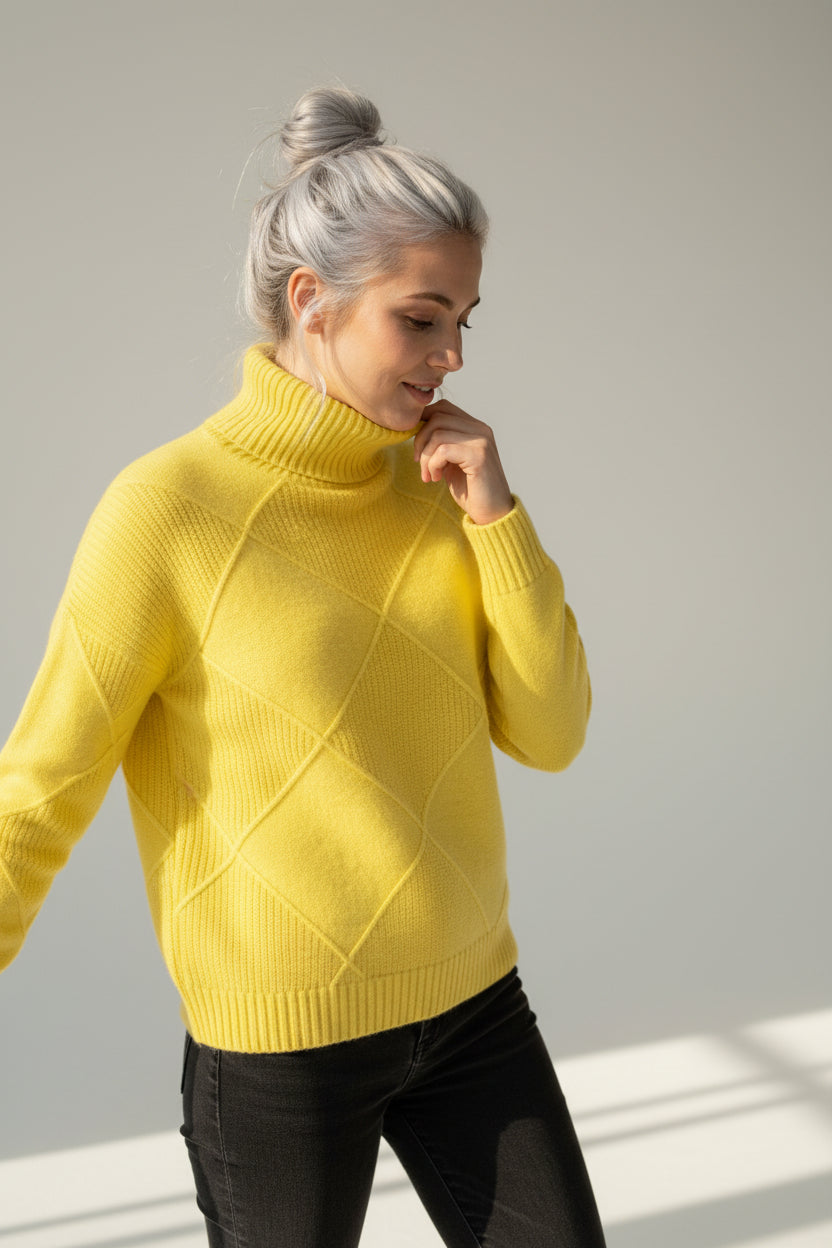 Pull Femme Col Roulé Confortable Garde-Robe Féminine