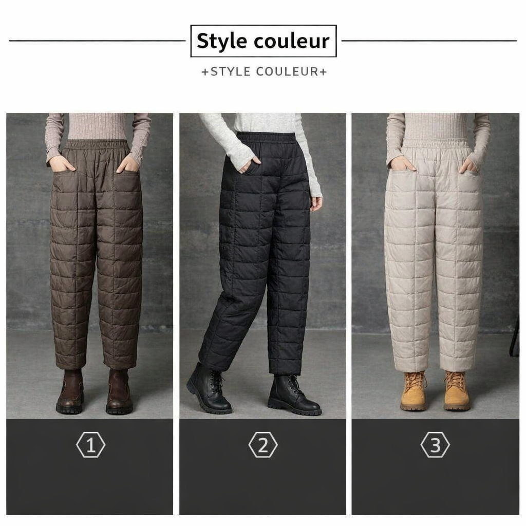 Varma svarta dunbyxor för dam, bekväma leggings