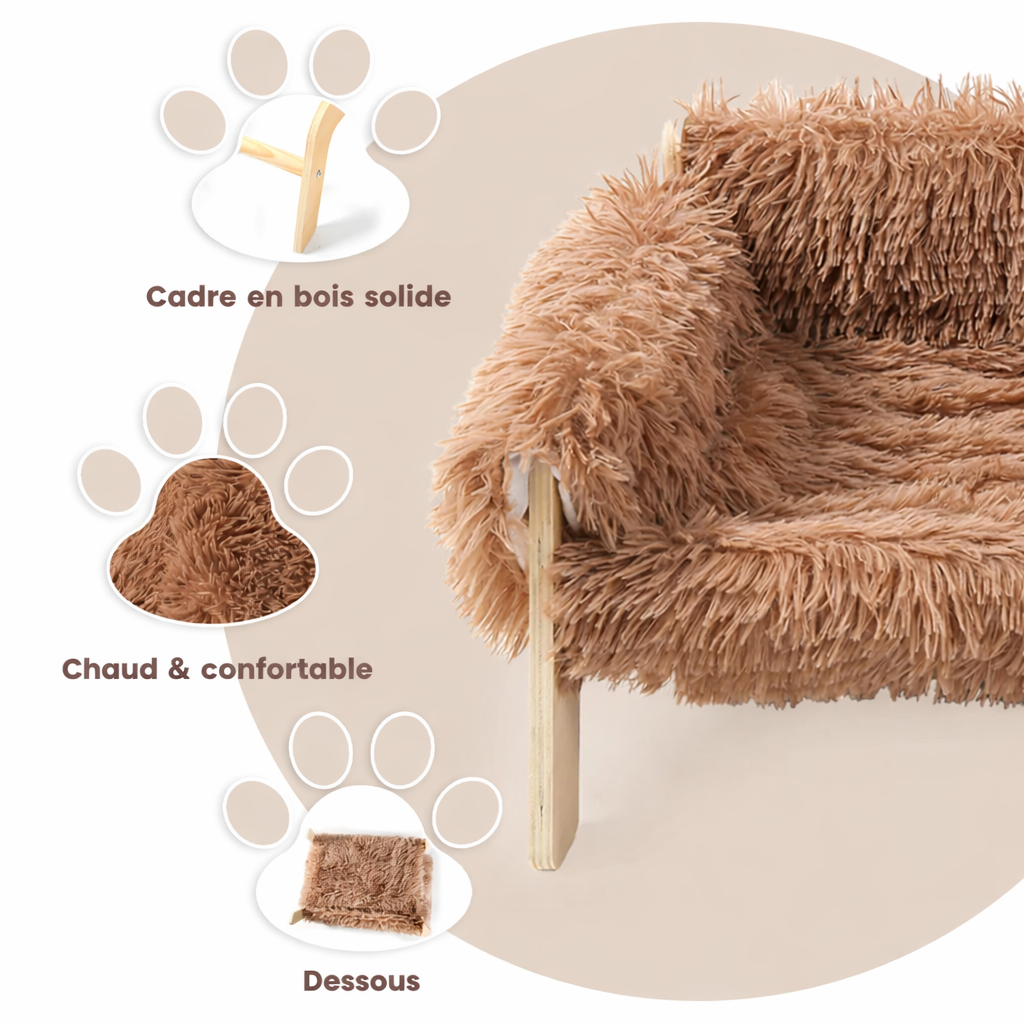 Lit Pour Chat Élevé Avec Coussin Doux Bois
