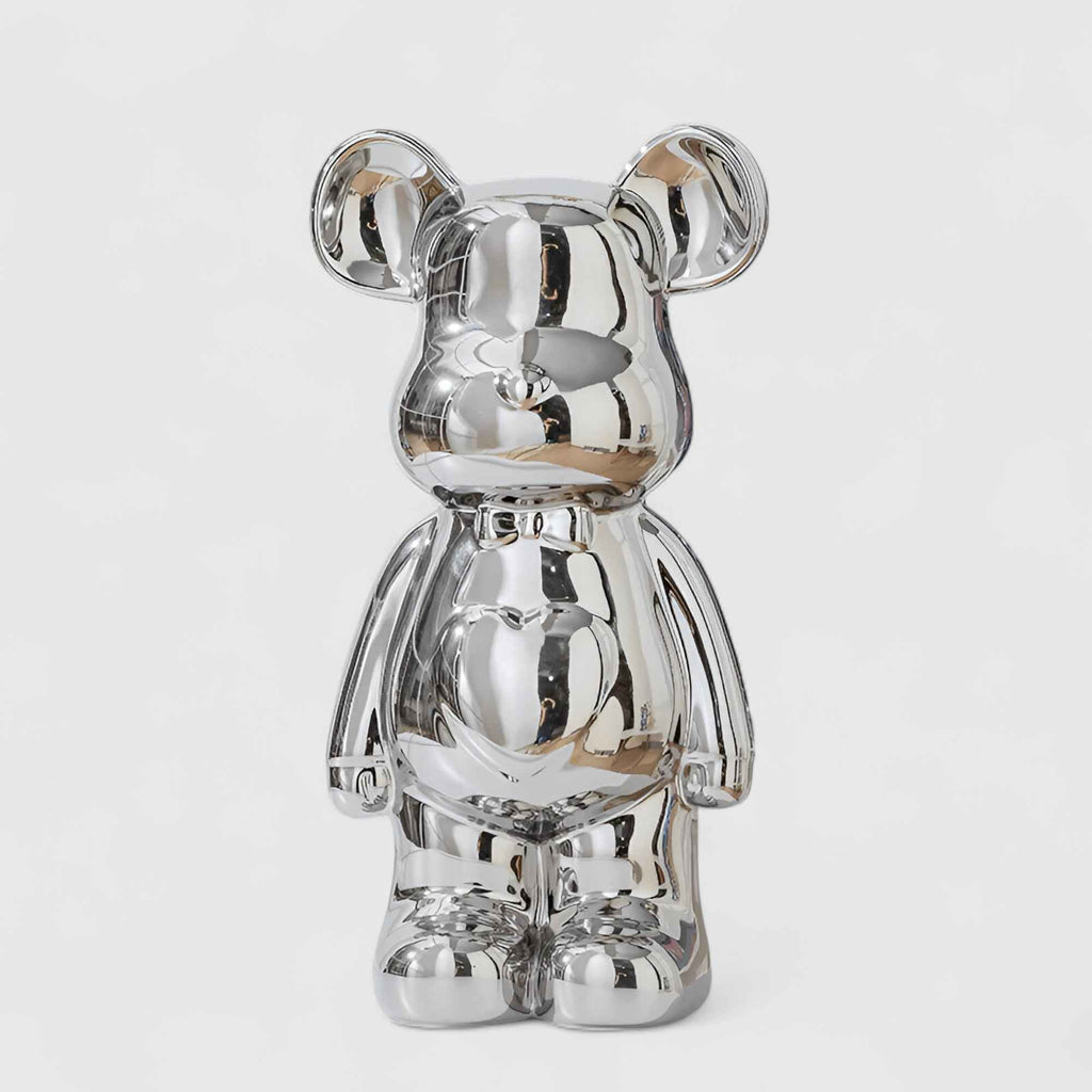 Figurines : Statuette Ours Céramique Luxe 28 cm - Décoration Élegante pour Intérieur dans Argent de Marche Lino