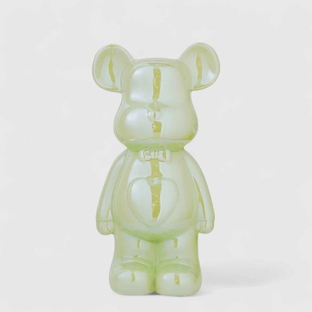 Figurines : Statuette Ours Céramique Luxe 28 cm - Décoration Élegante pour Intérieur dans Vert de Marche Lino