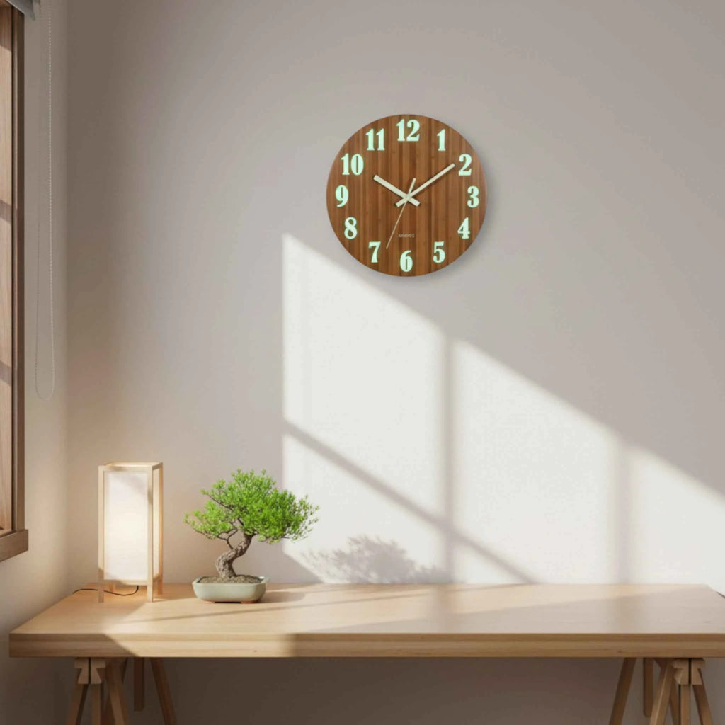 Horloge Murale en Bambou Lumineuse