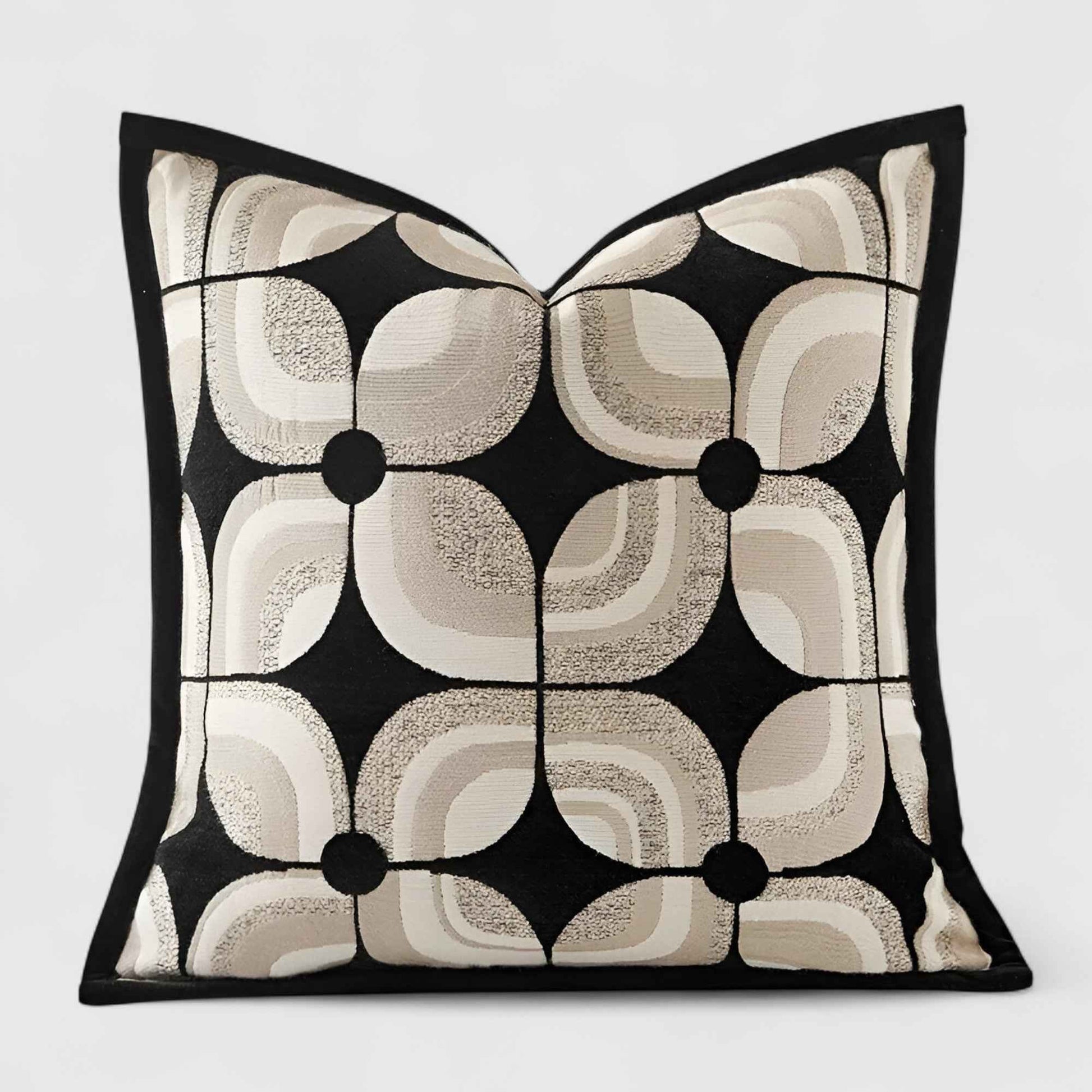 Housses de coussin : Housse de Coussin Géométrique Noir et Kaki dans Noir de Marche Lino