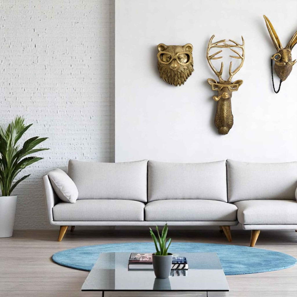 Décoration murale : Décoration Murale Cerf en Résine Naturelle Élégante dans de Marche Lino