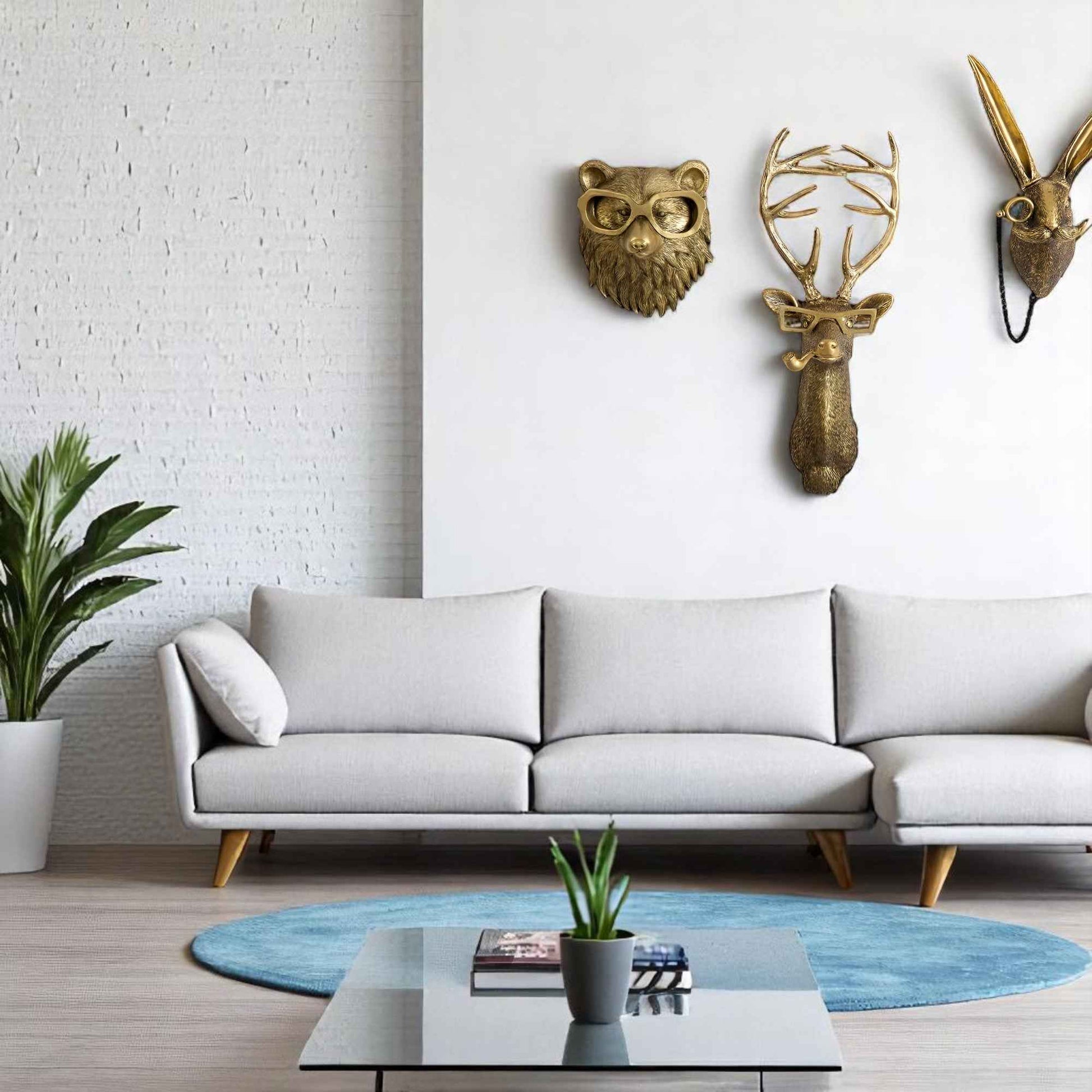 Décoration murale : Décoration Murale Cerf en Résine Naturelle Élégante dans de Marche Lino