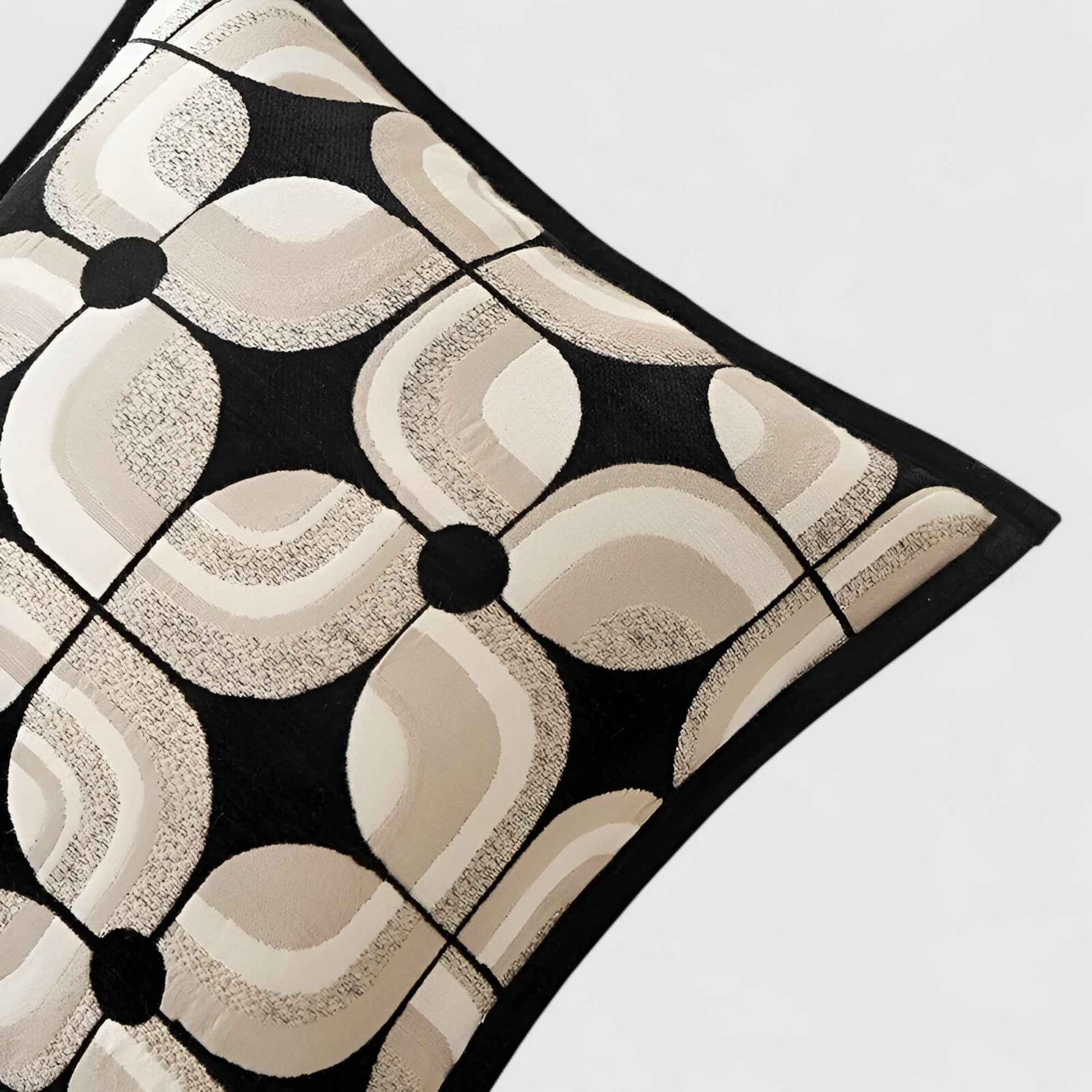 Housses de coussin : Housse de Coussin Géométrique Noir et Kaki dans de Marche Lino