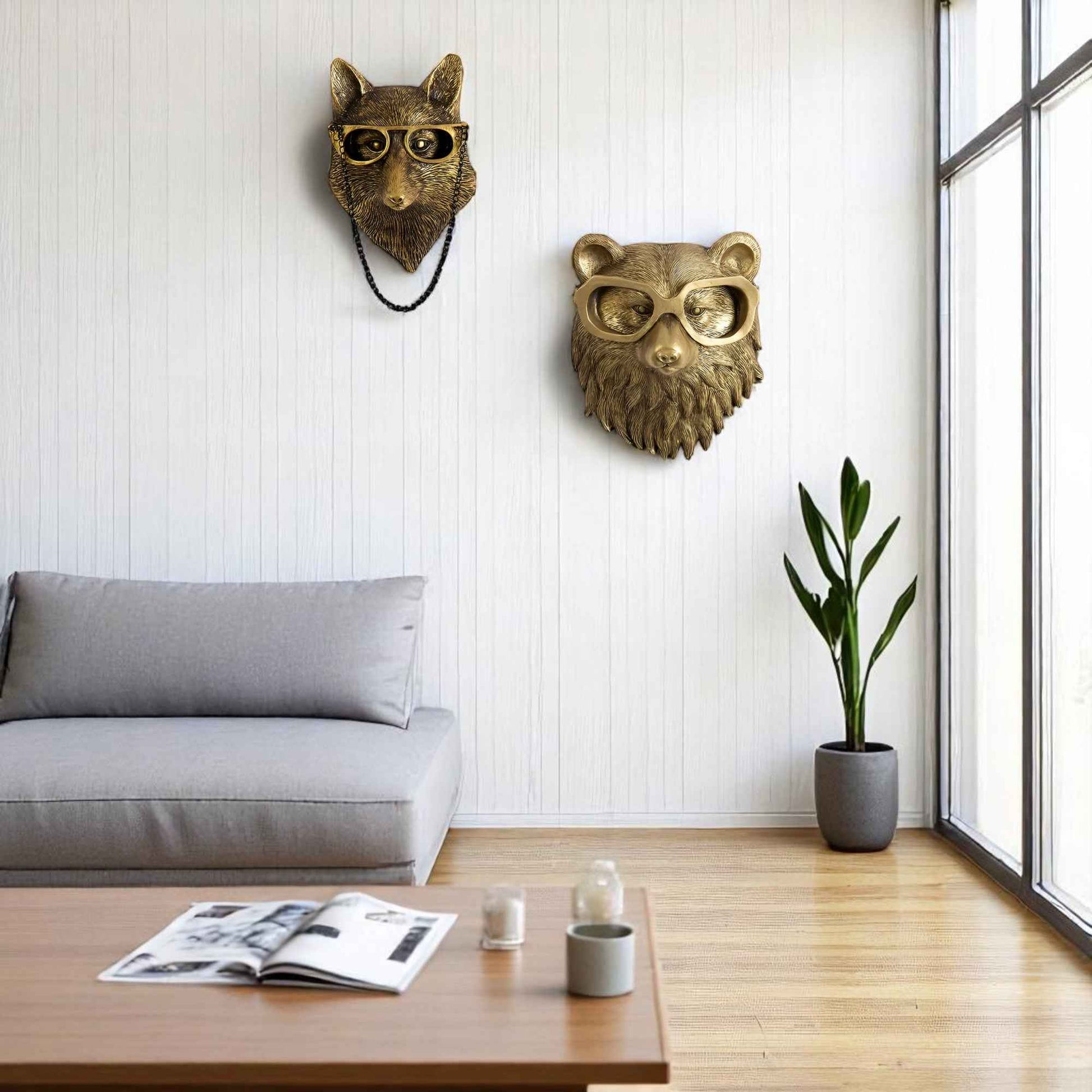 Décoration murale : Décoration Murale Cerf en Résine Naturelle Élégante dans de Marche Lino