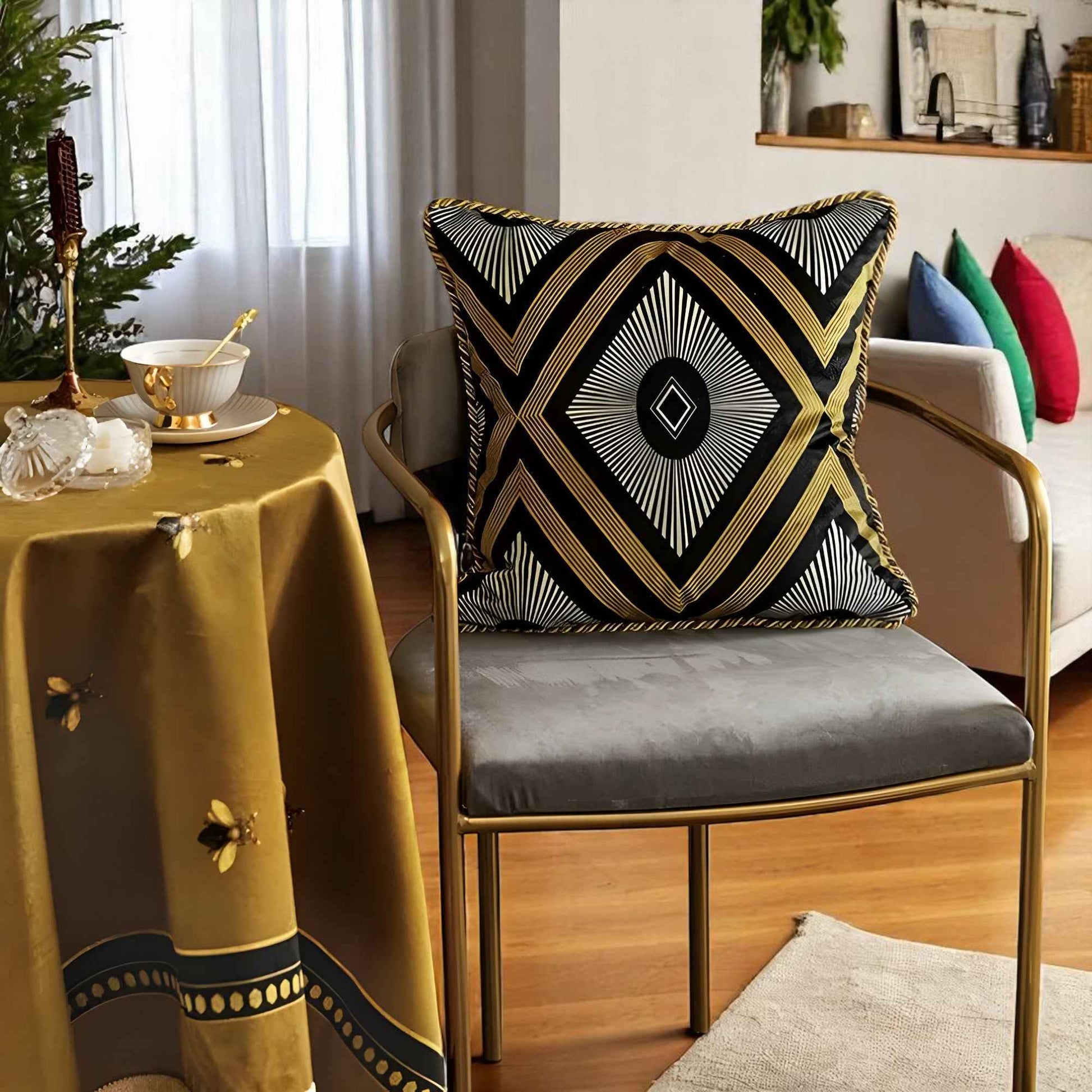 Housses de coussin : Housse de Coussin Abeille en Polyester et Coton Imprimé dans de Marche Lino