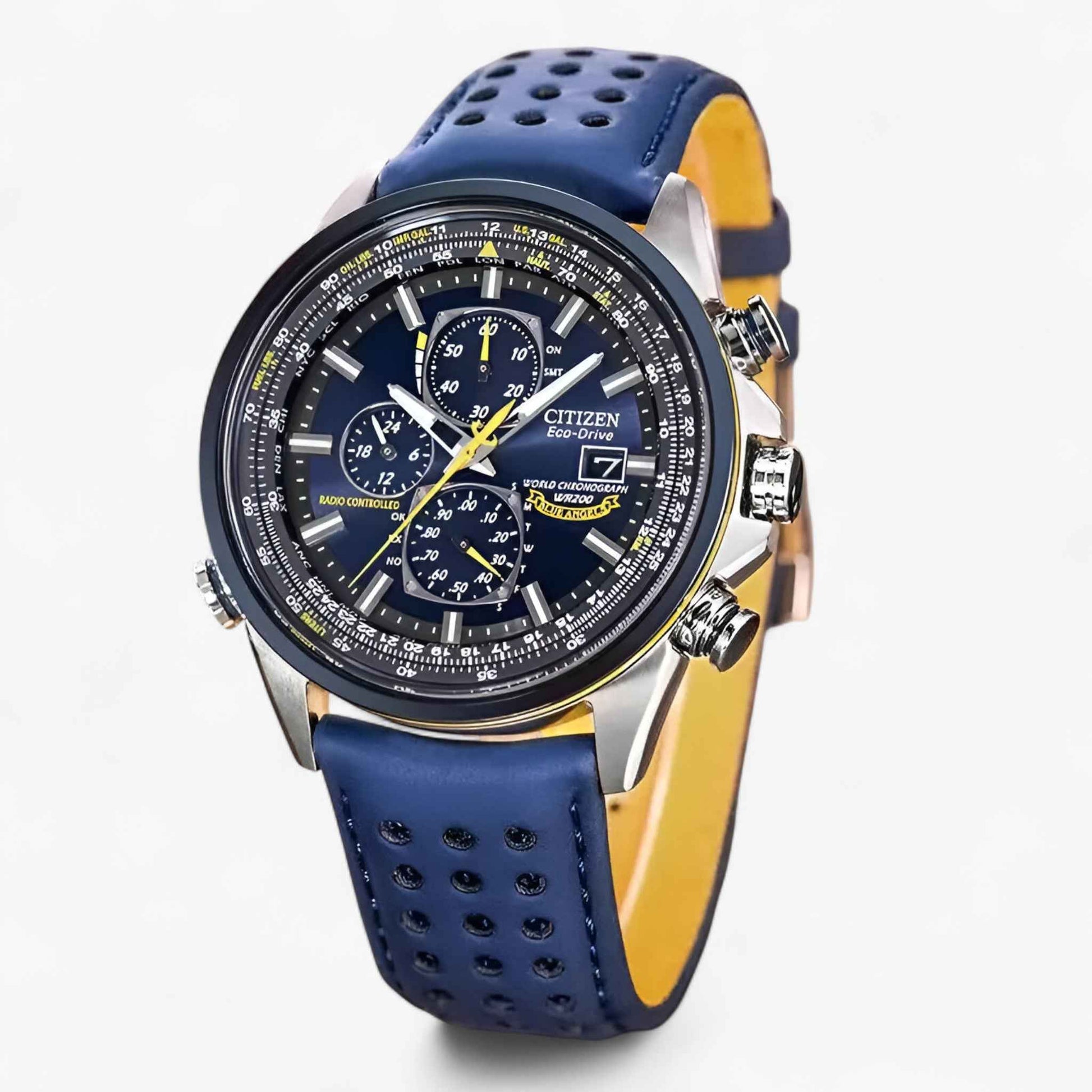 Montre Chronographe Homme MultiSteel 42mm, Acier Argent avec Cadran Bleu Élégant