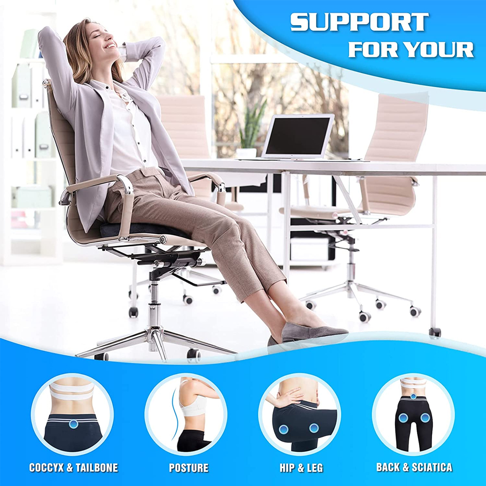 Coussin Ergonomique Sciatique & Lombaire en Mousse à Mémoire Premium – Bureau/Voiture
