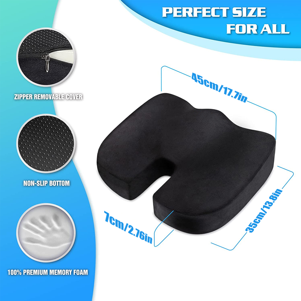 Coussin Ergonomique Sciatique & Lombaire en Mousse à Mémoire Premium – Bureau/Voiture